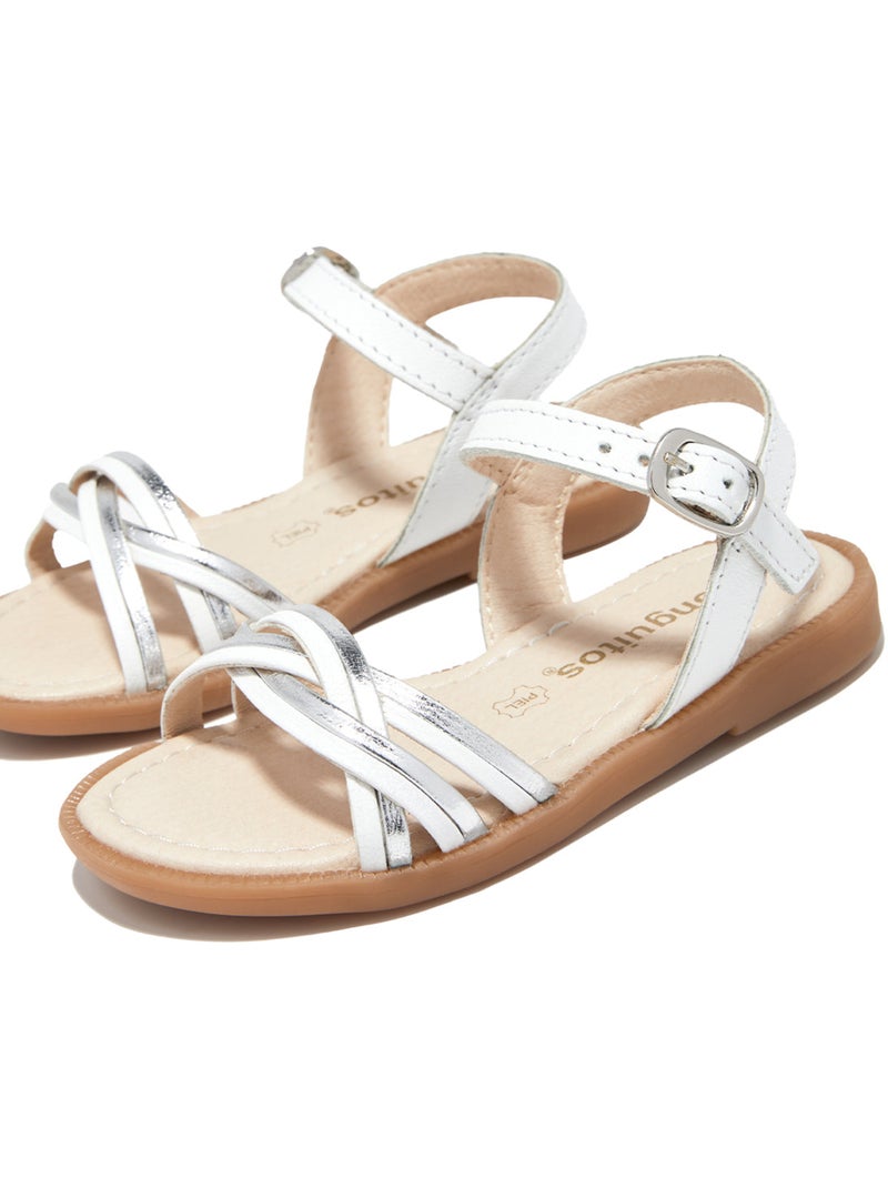 Sandalias Conguitos Hebilla Plata Blanco - Kiabi