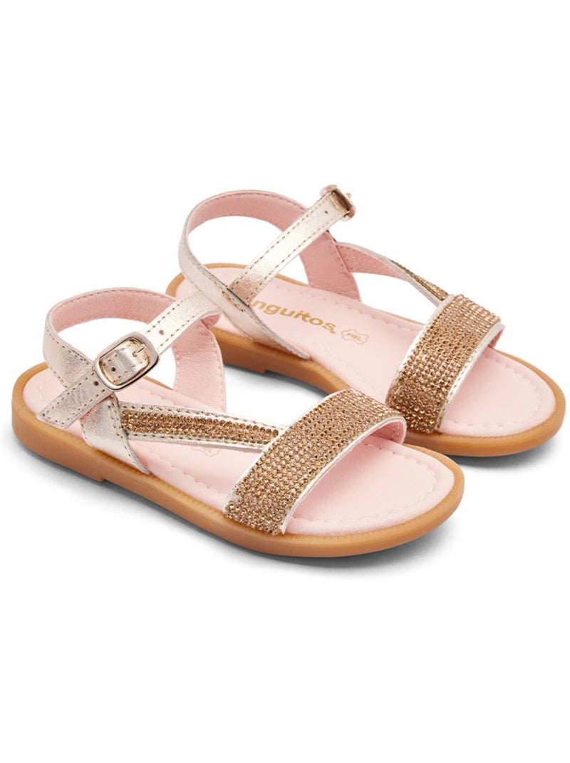 Sandalias Conguitos Tiras Pedrería Oro - Kiabi