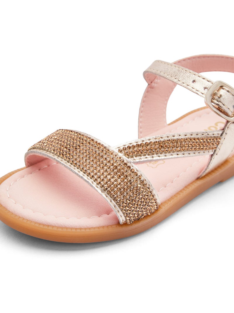 Sandalias Conguitos Tiras Pedrería Oro - Kiabi