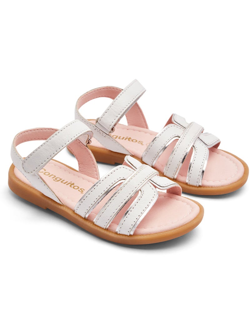 Sandalias Conguitos Tiras Piel Blanco - Kiabi