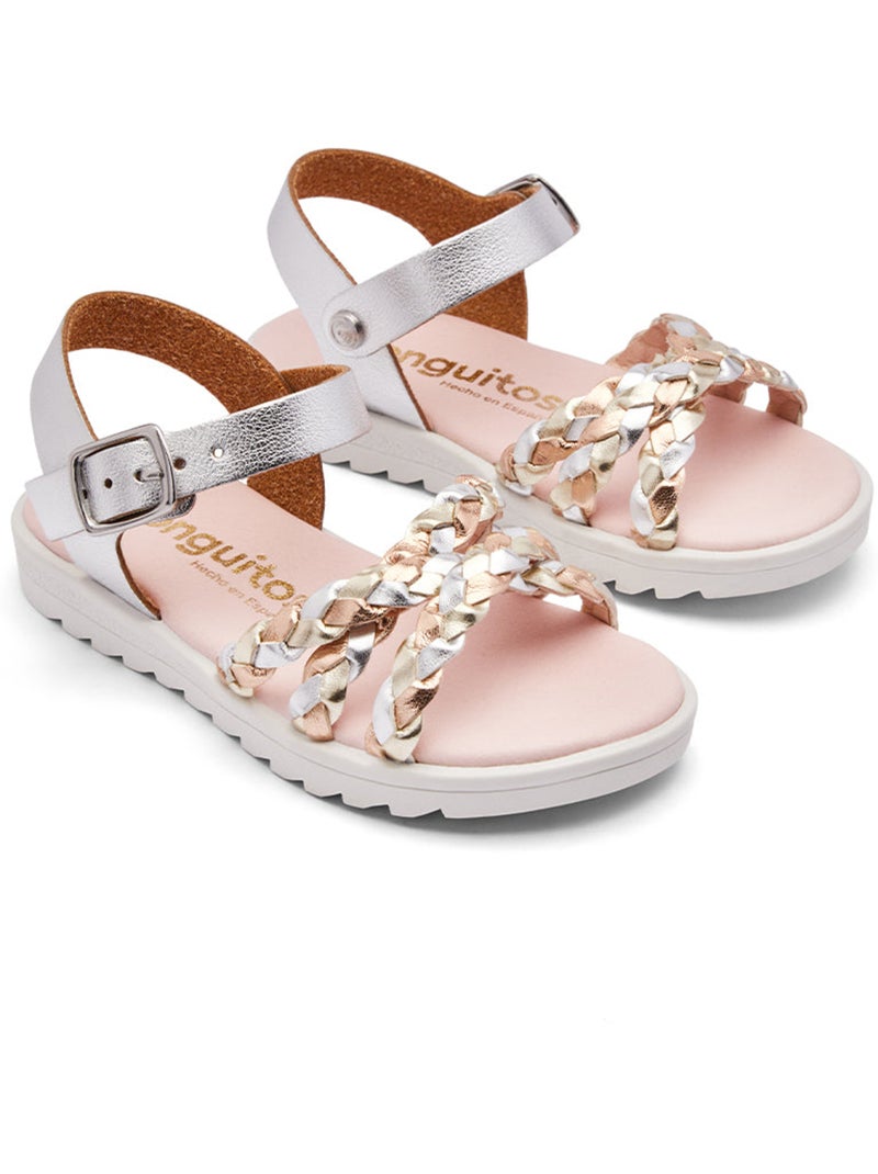 Sandalias Conguitos Trenzado Rayas Plata - Kiabi