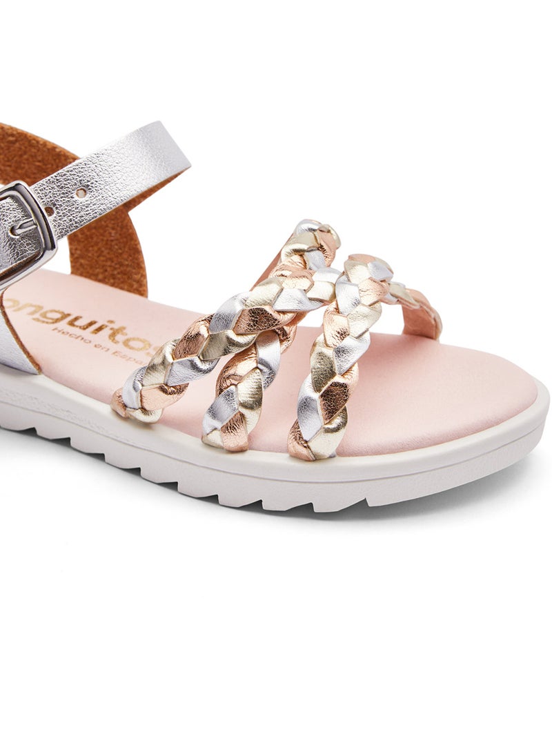 Sandalias Conguitos Trenzado Rayas Plata - Kiabi