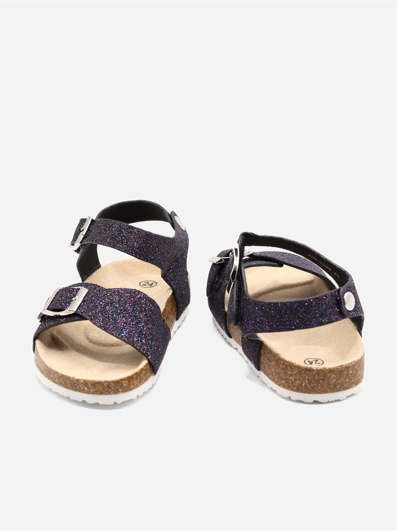Sandalias correa cruzada Negro - Kiabi