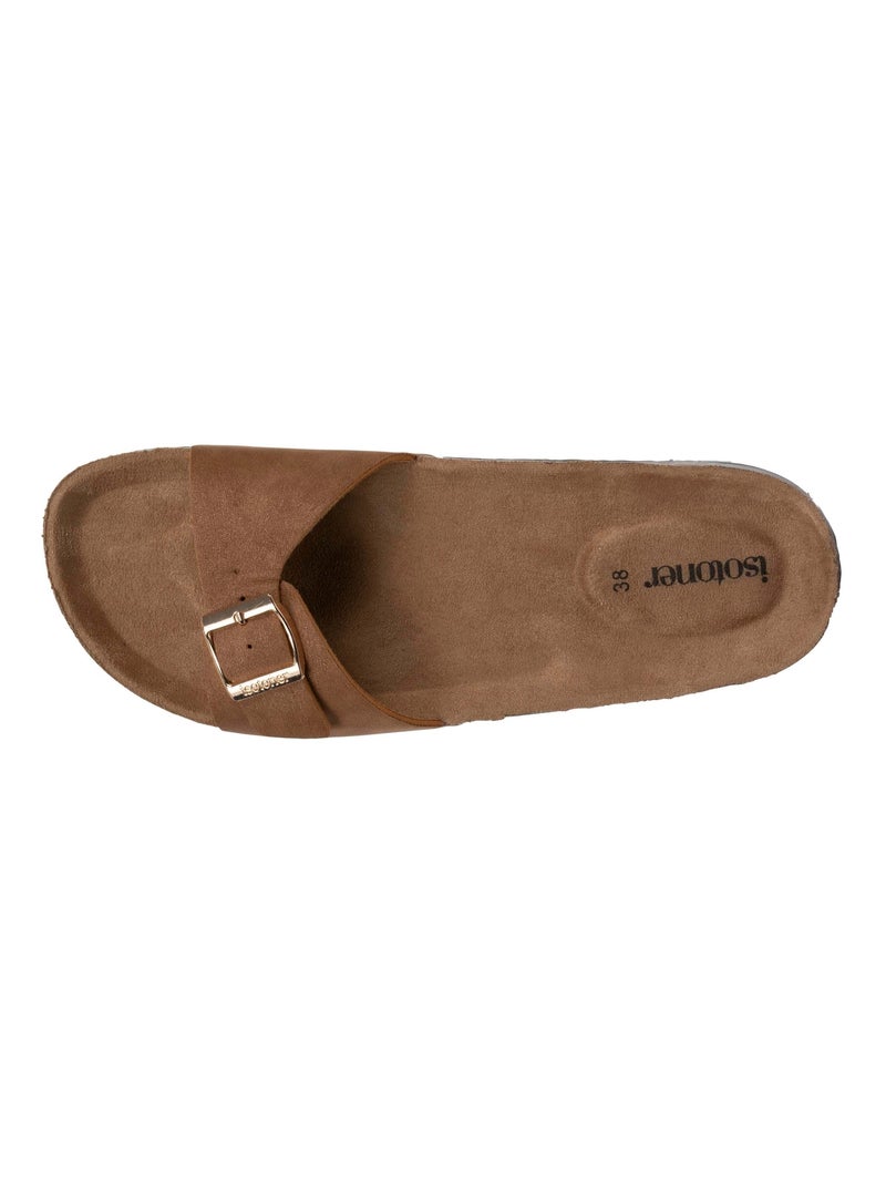 Sandalias correa sencilla, parche en el talón, comodidad  Isotoner Camel - Kiabi