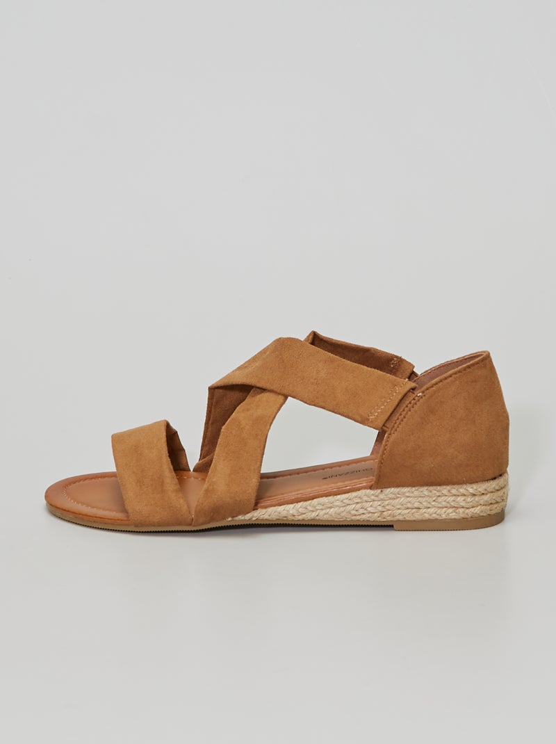 Sandalias cruzadas de antelina BEIGE - Kiabi