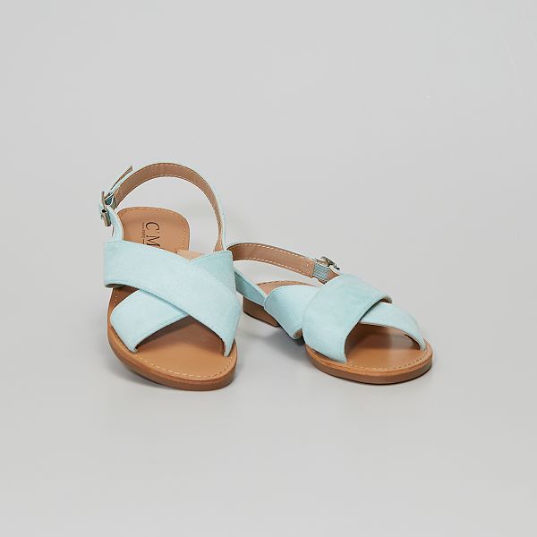 Sandalias cruzadas de antelina Mujer talla 34 a 48 - VERDE - Kiabi - 15,00€