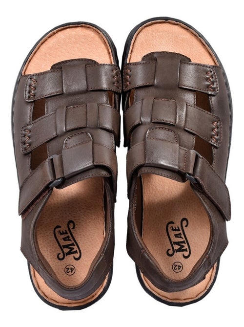Sandalias cuero con velcro - Kiabi