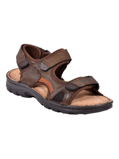 Sandalias cuero con velcro - Kiabi