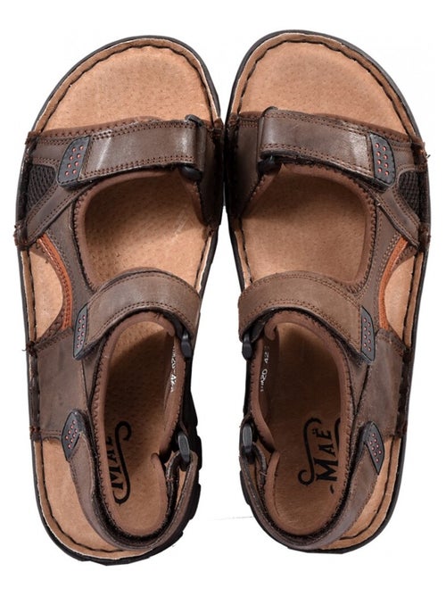 Sandalias cuero con velcro - Kiabi