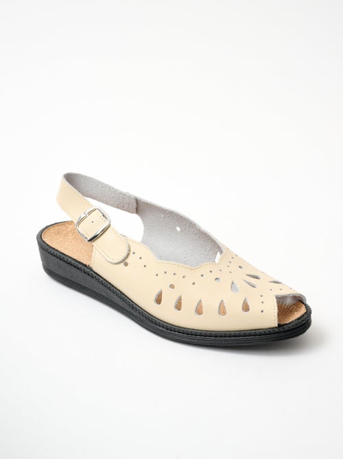 Sandalias cuña ancha confort piel - Afibel - Kiabi