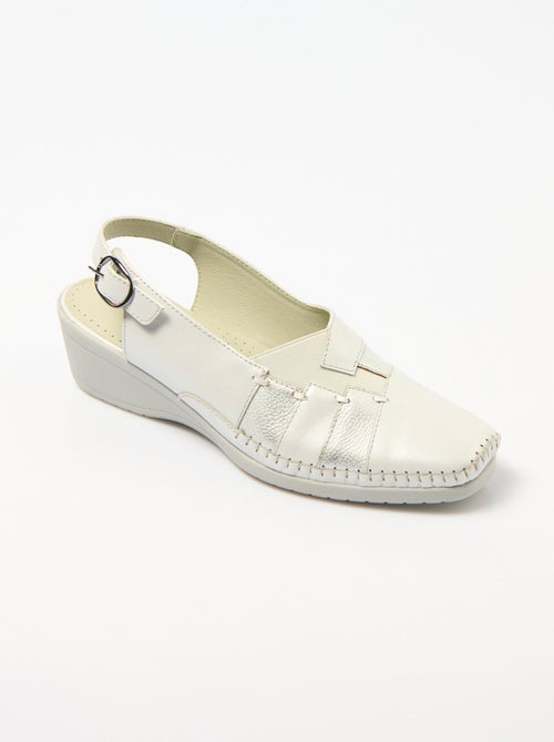 Sandalias cuña ancha confort piel - Afibel - Kiabi