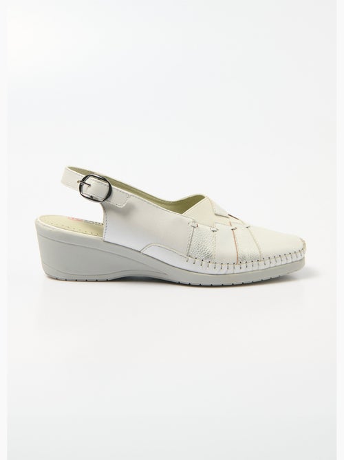Sandalias cuña ancha confort piel - Afibel - Kiabi