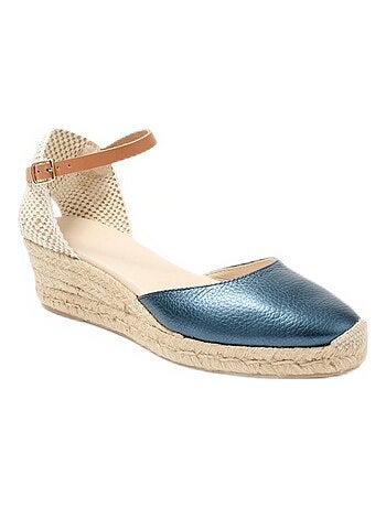 Sandalias cuña de piel y yute con tacón revestido - AFIBEL