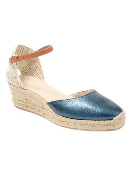 Sandalias cuña de piel y yute con tacón revestido - AFIBEL - Kiabi