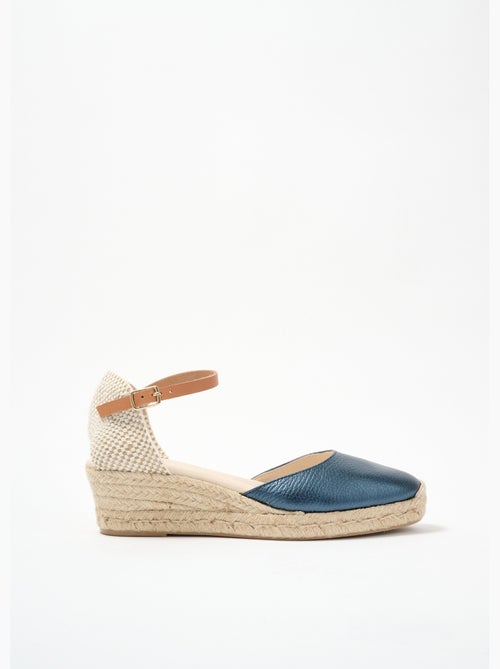 Sandalias cuña de piel y yute con tacón revestido - AFIBEL - Kiabi
