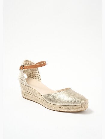 Sandalias cuña de piel y yute con tacón revestido - AFIBEL