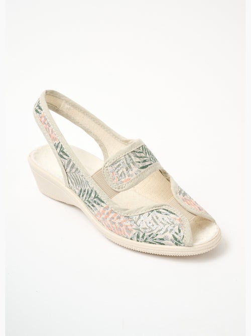 Sandalias cuña estampadas ancho confort - Afibel - Kiabi