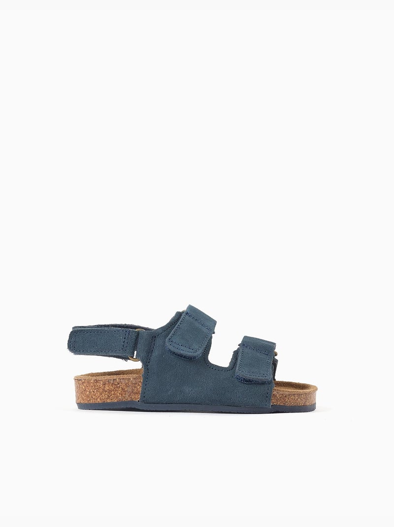 Sandalias de ante con plantilla de corcho Azul Azul - Kiabi
