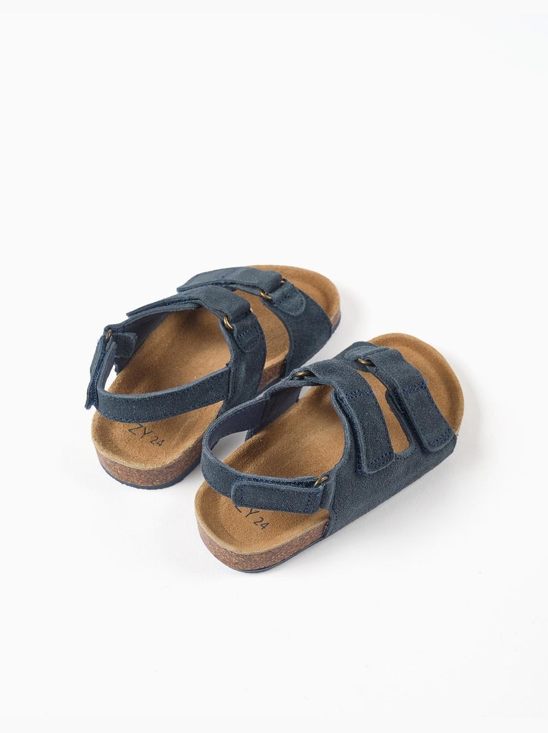 Sandalias de ante con plantilla de corcho Azul Azul - Kiabi