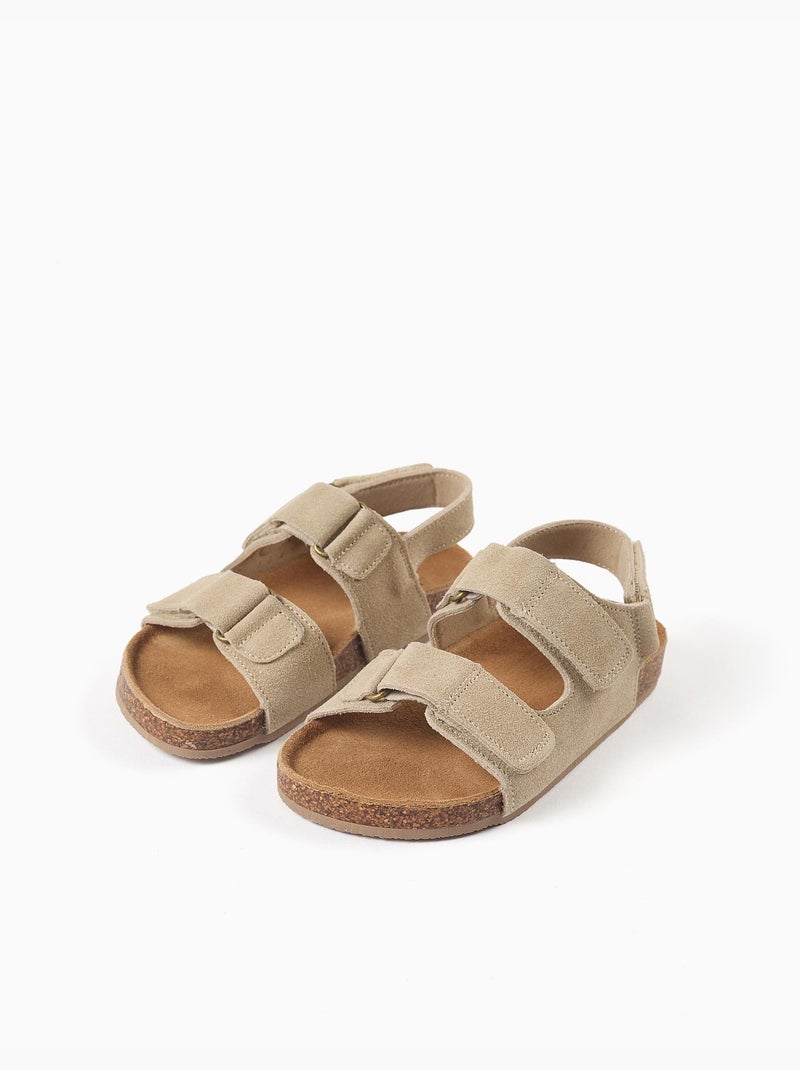 Sandalias de ante con plantilla de corcho Beige claro - Kiabi