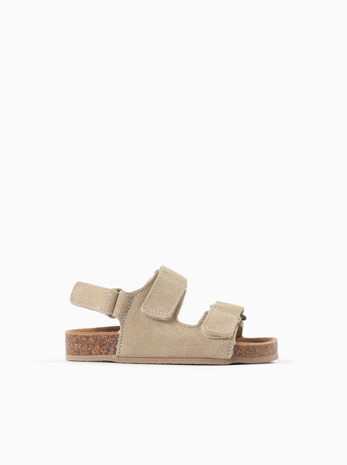 Sandalias de ante con plantilla de corcho - Kiabi