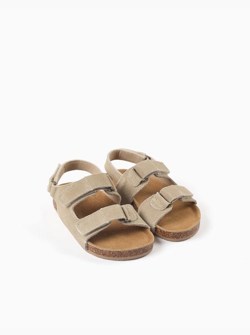 Sandalias de ante con plantilla de corcho - Kiabi