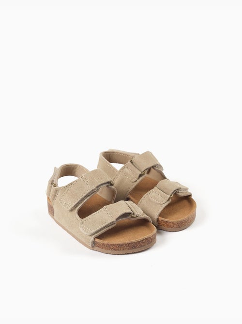 Sandalias de ante con plantilla de corcho - Kiabi