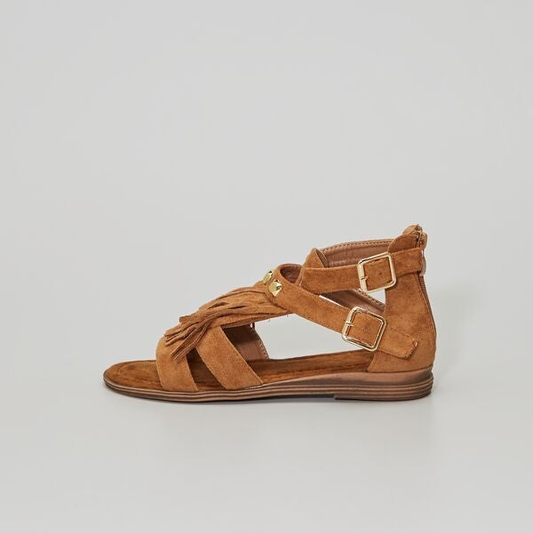 Sandalias de antelina Mujer talla 34 a 48 - camello - Kiabi - 20,00€
