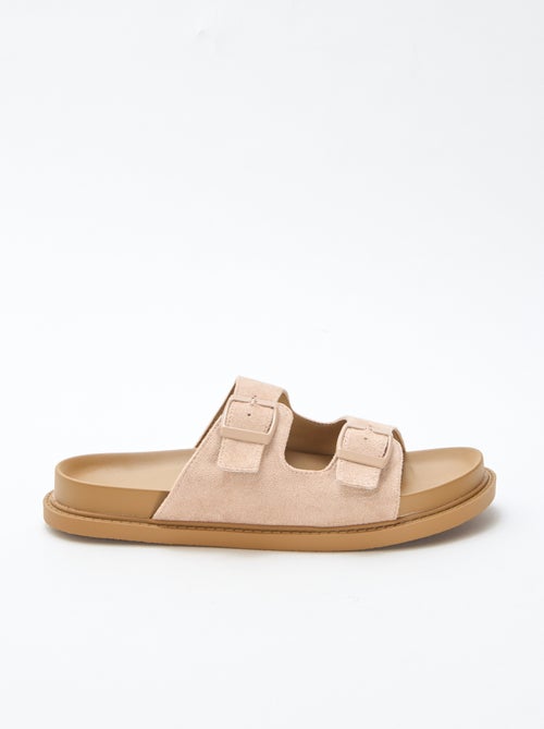Sandalias de antelina con doble tira - Kiabi