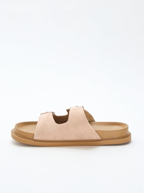 Sandalias de antelina con doble tira - Kiabi