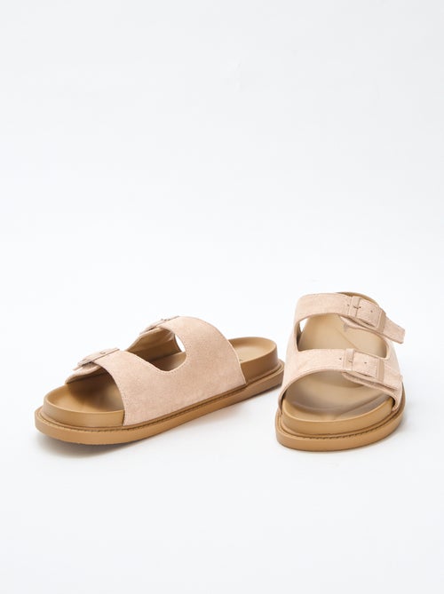 Sandalias de antelina con doble tira - Kiabi