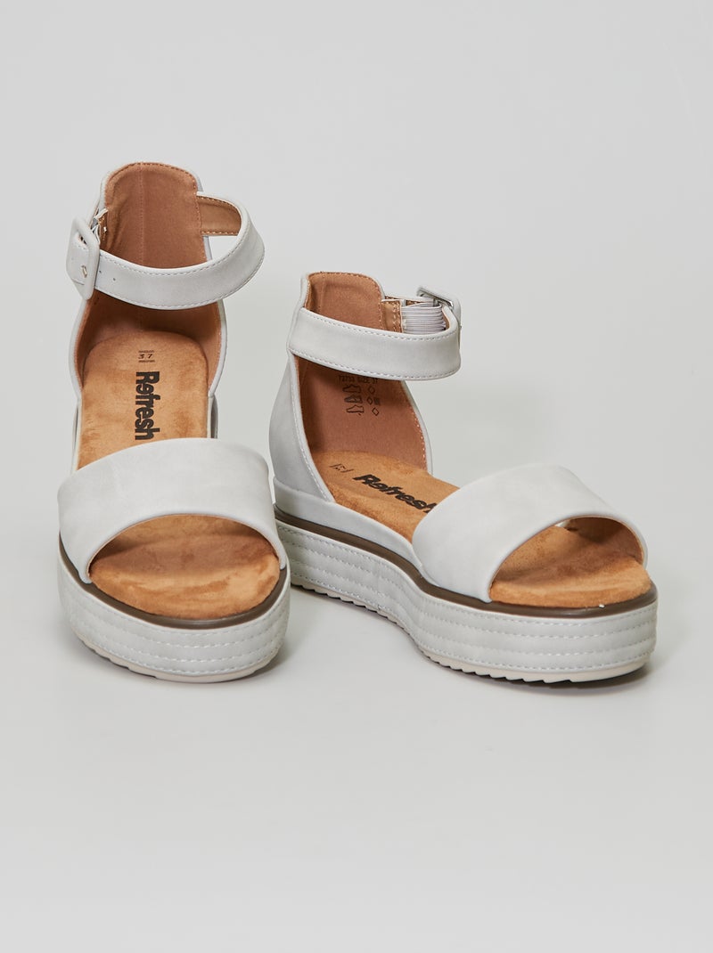 Sandalias de antelina con suela gruesa BLANCO - Kiabi