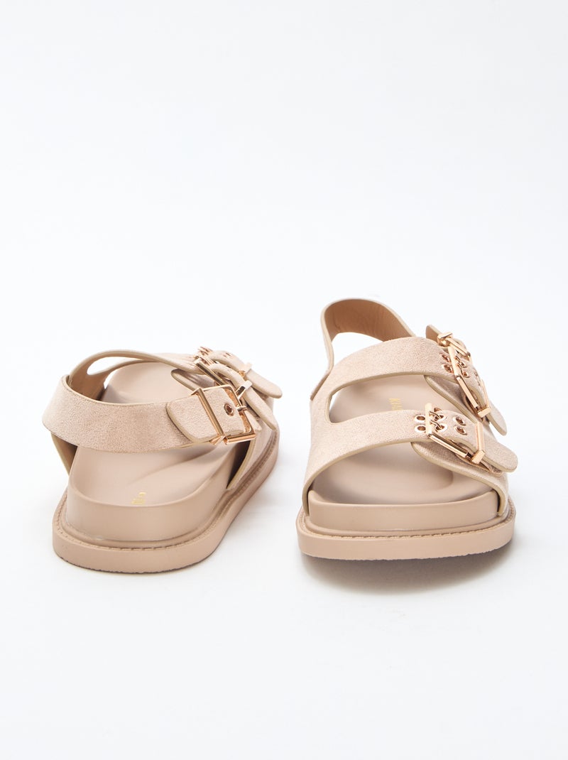 Sandalias de antelina con tiras ajustables Beige - Kiabi
