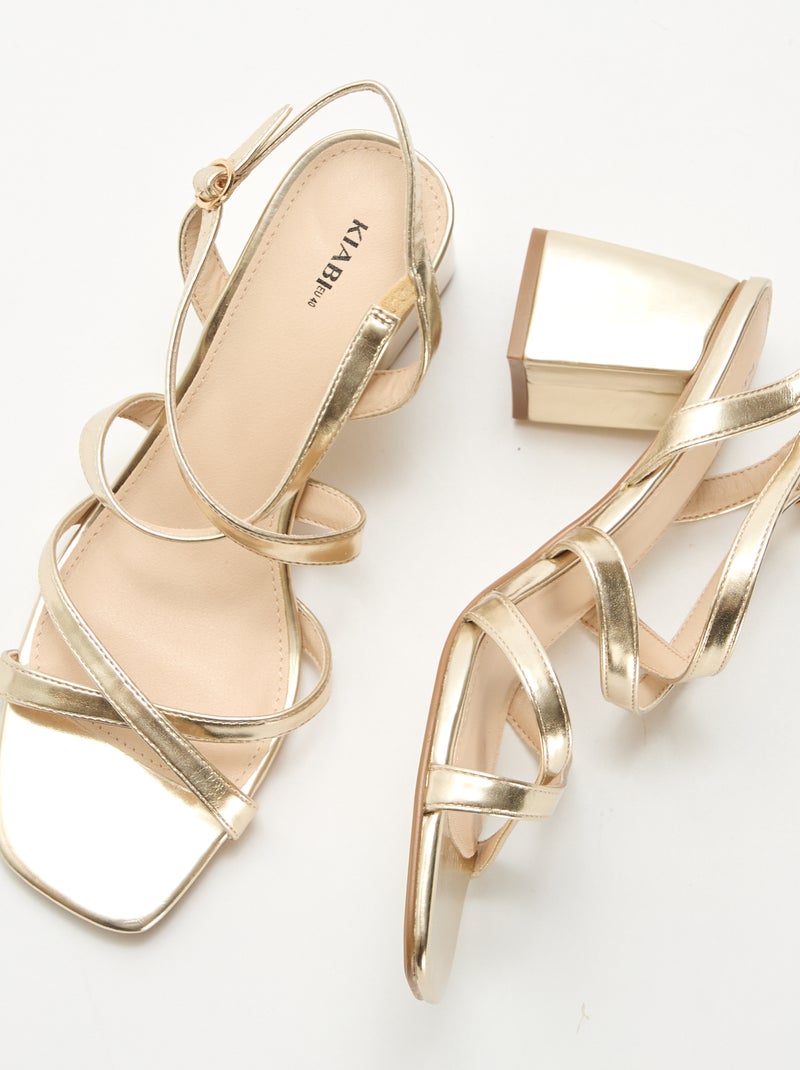 Sandalias de ceremonia con tacón Amarillo - Kiabi