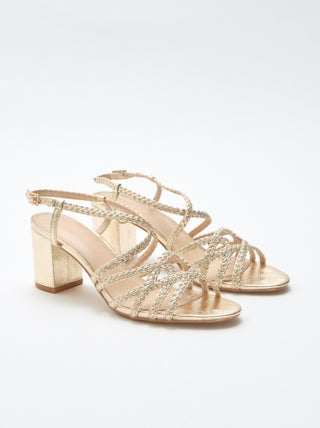 Sandalias de ceremonia doradas con tacón