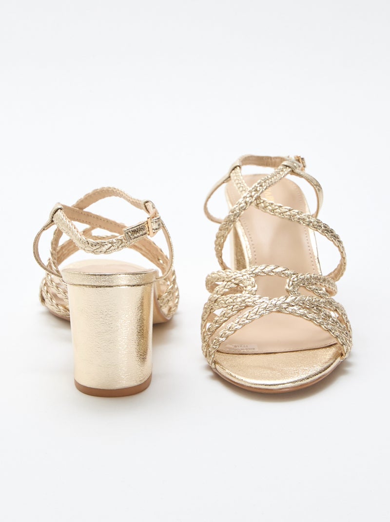 Sandalias de ceremonia doradas con tacón Amarillo - Kiabi