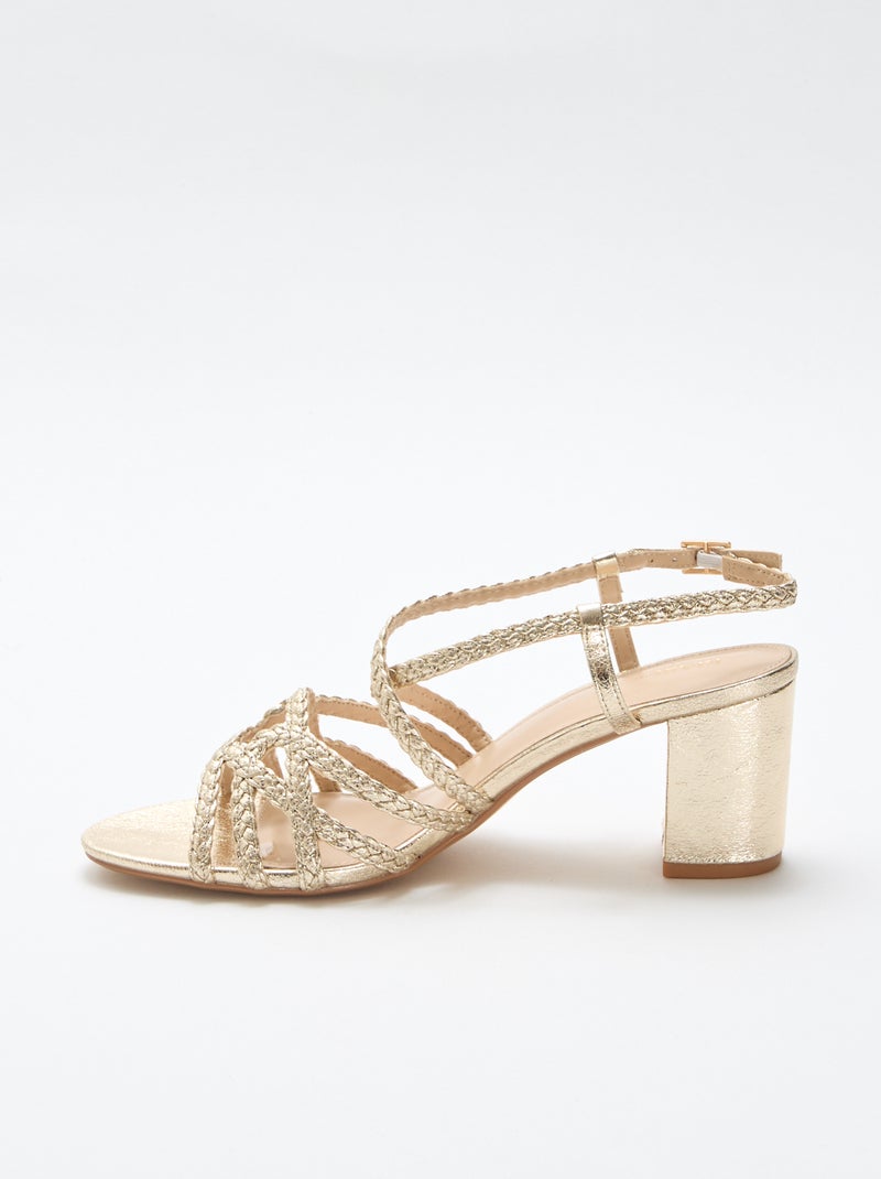 Sandalias de ceremonia doradas con tacón Amarillo - Kiabi