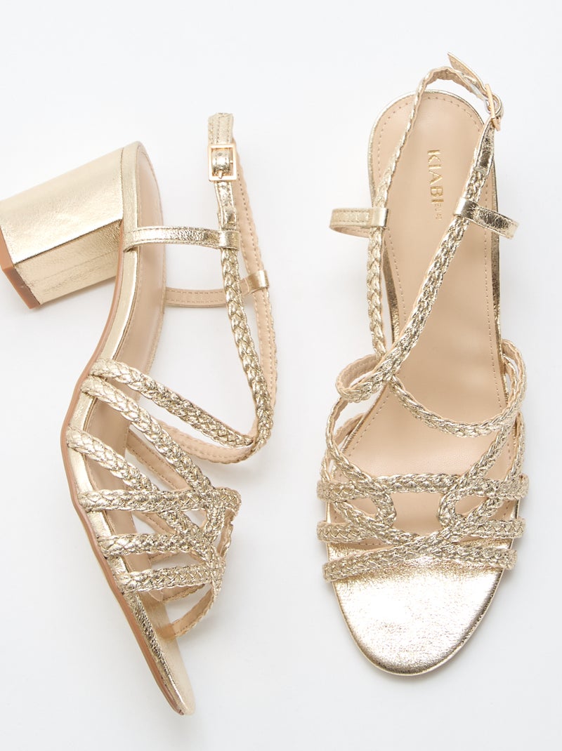 Sandalias de ceremonia doradas con tacón Amarillo - Kiabi