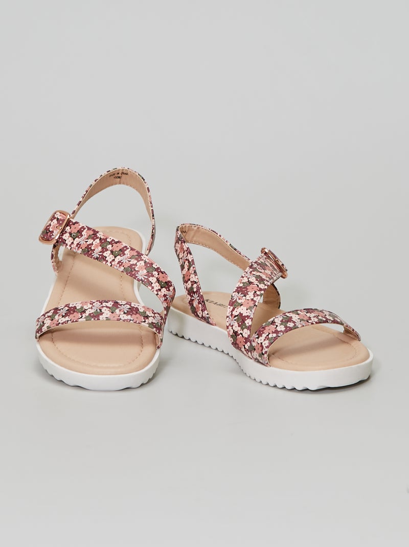 Sandalias de charol estampado flores - Kiabi