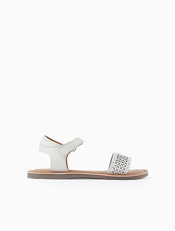 Sandalias de cuero con tira de mosaico