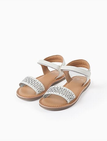 Sandalias de cuero con tira de mosaico