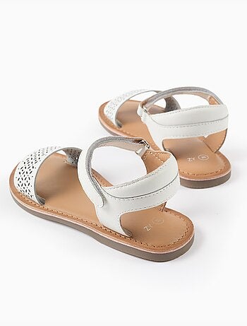 Sandalias de cuero con tira de mosaico
