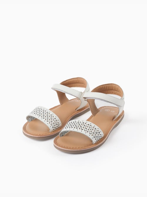 Sandalias de cuero con tira de mosaico - Kiabi