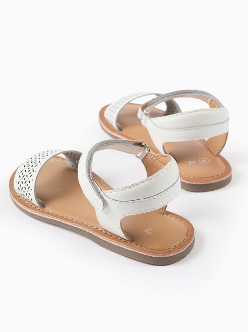 Sandalias de cuero con tira de mosaico - Kiabi