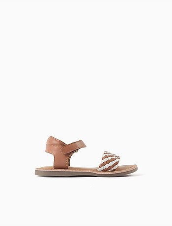 Sandalias de cuero con tira trenzada y acolchado