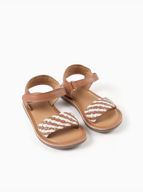Sandalias de cuero con tira trenzada y acolchado - Kiabi