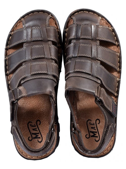 Sandalias de cuero con velcro - Kiabi