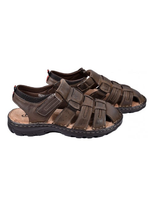 Sandalias de cuero con velcro - Kiabi Sandalias de cuero con velcro - Kiabi
