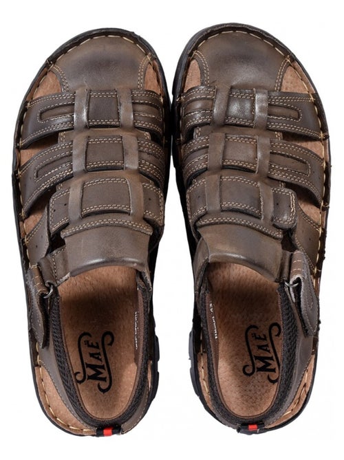 Sandalias de cuero con velcro - Kiabi Sandalias de cuero con velcro - Kiabi