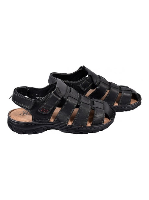 Sandalias de cuero con velcro - Kiabi
